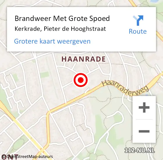 Locatie op kaart van de 112 melding: Brandweer Met Grote Spoed Naar Kerkrade, Pieter de Hooghstraat op 26 mei 2023 17:01