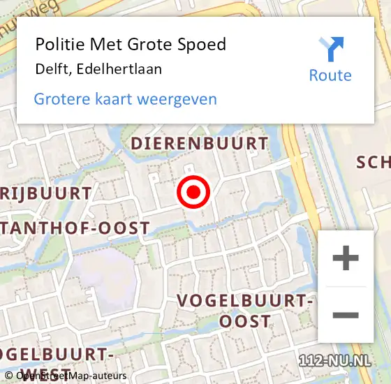 Locatie op kaart van de 112 melding: Politie Met Grote Spoed Naar Delft, Edelhertlaan op 26 mei 2023 17:03