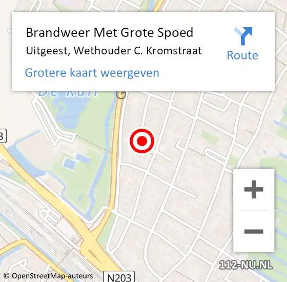 Locatie op kaart van de 112 melding: Brandweer Met Grote Spoed Naar Uitgeest, Wethouder C. Kromstraat op 26 mei 2023 17:04