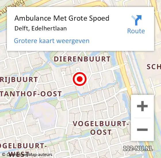 Locatie op kaart van de 112 melding: Ambulance Met Grote Spoed Naar Delft, Edelhertlaan op 26 mei 2023 17:09