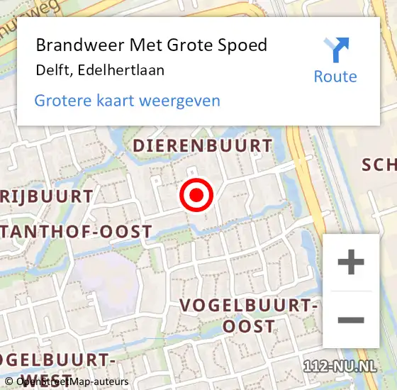 Locatie op kaart van de 112 melding: Brandweer Met Grote Spoed Naar Delft, Edelhertlaan op 26 mei 2023 17:15