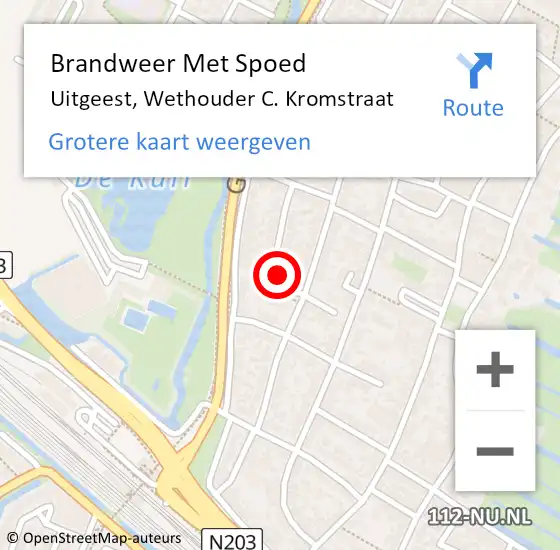 Locatie op kaart van de 112 melding: Brandweer Met Spoed Naar Uitgeest, Wethouder C. Kromstraat op 26 mei 2023 17:41