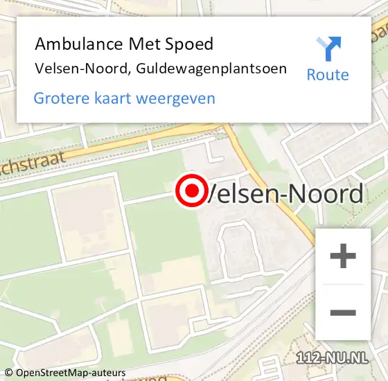 Locatie op kaart van de 112 melding: Ambulance Met Spoed Naar Velsen-Noord, Guldewagenplantsoen op 26 mei 2023 17:44