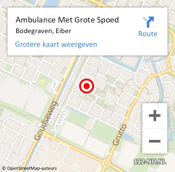 Locatie op kaart van de 112 melding: Ambulance Met Grote Spoed Naar Bodegraven, Eiber op 26 mei 2023 17:47