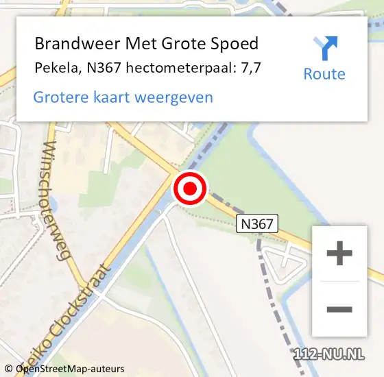 Locatie op kaart van de 112 melding: Brandweer Met Grote Spoed Naar Pekela, N367 hectometerpaal: 7,7 op 26 mei 2023 17:50