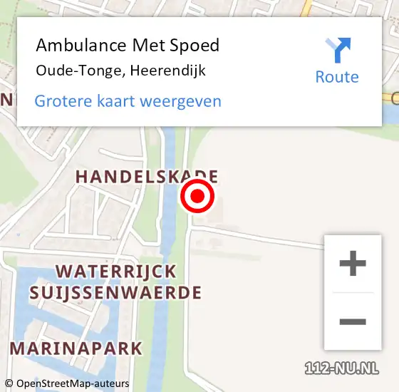 Locatie op kaart van de 112 melding: Ambulance Met Spoed Naar Oude-Tonge, Heerendijk op 26 mei 2023 18:24