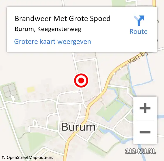 Locatie op kaart van de 112 melding: Brandweer Met Grote Spoed Naar Burum, Keegensterweg op 26 mei 2023 18:25