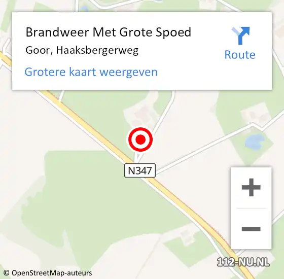 Locatie op kaart van de 112 melding: Brandweer Met Grote Spoed Naar Goor, Haaksbergerweg op 26 mei 2023 18:26