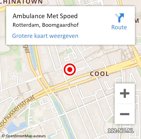 Locatie op kaart van de 112 melding: Ambulance Met Spoed Naar Rotterdam, Boomgaardhof op 26 mei 2023 18:41