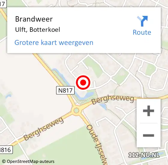 Locatie op kaart van de 112 melding: Brandweer Ulft, Botterkoel op 26 mei 2023 18:50