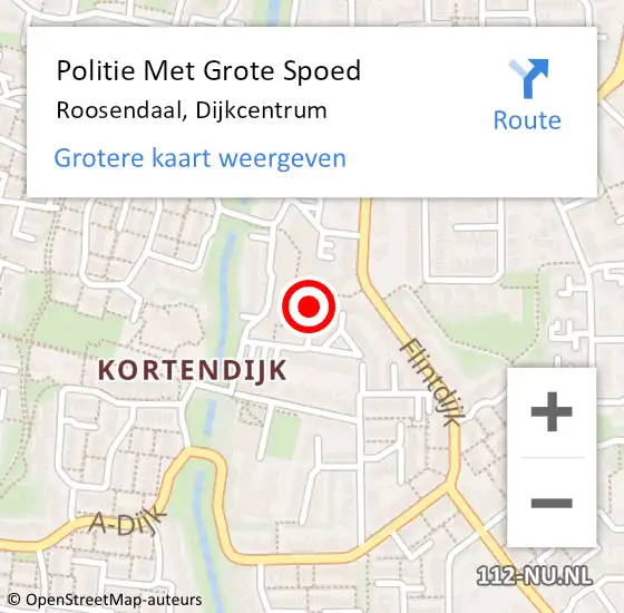 Locatie op kaart van de 112 melding: Politie Met Grote Spoed Naar Roosendaal, Dijkcentrum op 26 mei 2023 19:50