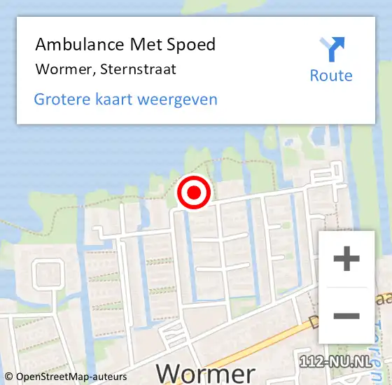 Locatie op kaart van de 112 melding: Ambulance Met Spoed Naar Wormer, Sternstraat op 26 mei 2023 20:31