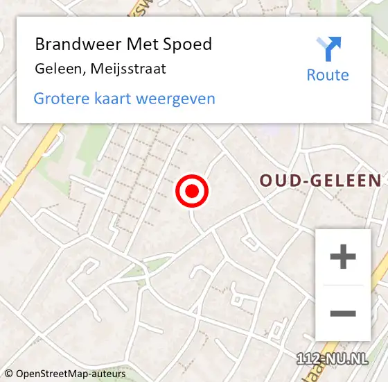 Locatie op kaart van de 112 melding: Brandweer Met Spoed Naar Geleen, Meijsstraat op 26 mei 2023 20:32