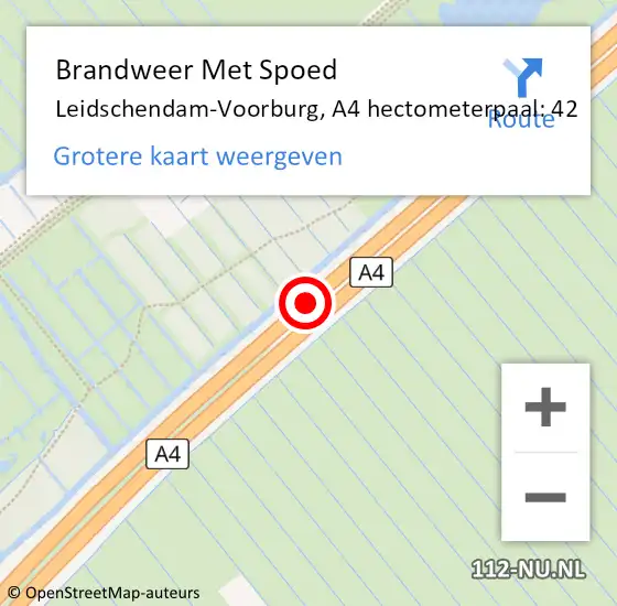Locatie op kaart van de 112 melding: Brandweer Met Spoed Naar Leidschendam-Voorburg, A4 hectometerpaal: 42 op 26 mei 2023 20:57