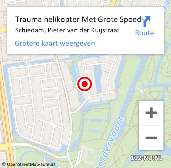 Locatie op kaart van de 112 melding: Trauma helikopter Met Grote Spoed Naar Schiedam, Pieter van der Kuijstraat op 26 mei 2023 21:44