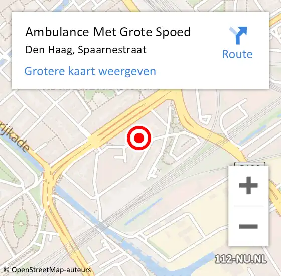 Locatie op kaart van de 112 melding: Ambulance Met Grote Spoed Naar Den Haag, Spaarnestraat op 26 mei 2023 21:48