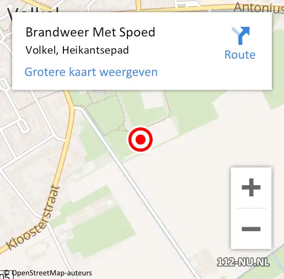 Locatie op kaart van de 112 melding: Brandweer Met Spoed Naar Volkel, Heikantsepad op 26 mei 2023 21:55