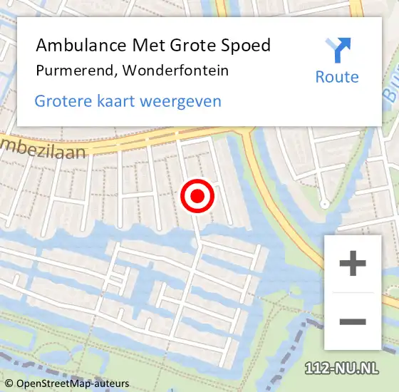 Locatie op kaart van de 112 melding: Ambulance Met Grote Spoed Naar Purmerend, Wonderfontein op 26 mei 2023 22:06