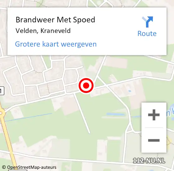 Locatie op kaart van de 112 melding: Brandweer Met Spoed Naar Velden, Kraneveld op 26 mei 2023 22:14