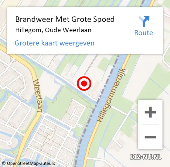 Locatie op kaart van de 112 melding: Brandweer Met Grote Spoed Naar Hillegom, Oude Weerlaan op 26 augustus 2014 20:03