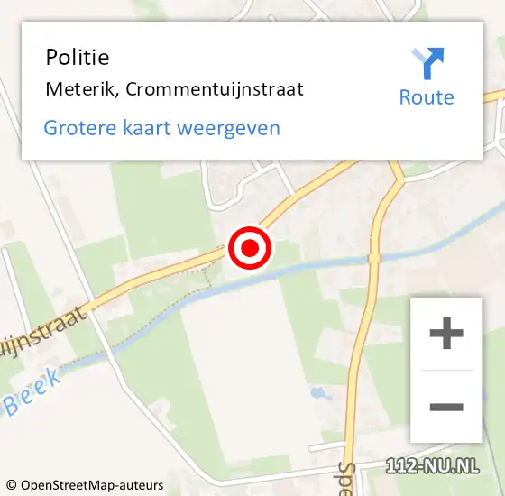 Locatie op kaart van de 112 melding: Politie Meterik, Crommentuijnstraat op 26 mei 2023 22:48