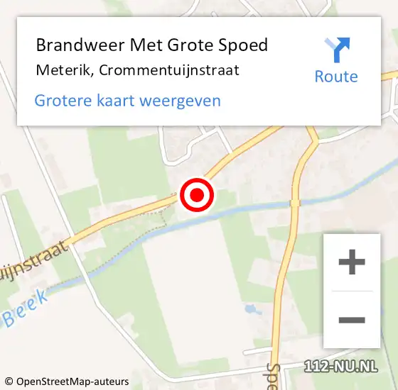 Locatie op kaart van de 112 melding: Brandweer Met Grote Spoed Naar Meterik, Crommentuijnstraat op 26 mei 2023 22:49