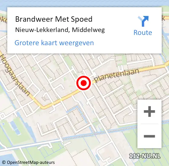 Locatie op kaart van de 112 melding: Brandweer Met Spoed Naar Nieuw-Lekkerland, Middelweg op 26 mei 2023 23:14