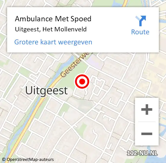 Locatie op kaart van de 112 melding: Ambulance Met Spoed Naar Uitgeest, Het Mollenveld op 26 mei 2023 23:23