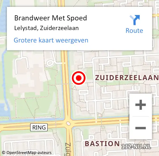 Locatie op kaart van de 112 melding: Brandweer Met Spoed Naar Lelystad, Zuiderzeelaan op 26 mei 2023 23:30