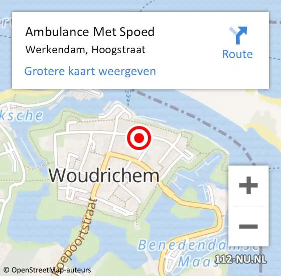 Locatie op kaart van de 112 melding: Ambulance Met Spoed Naar Werkendam, Hoogstraat op 26 mei 2023 23:56