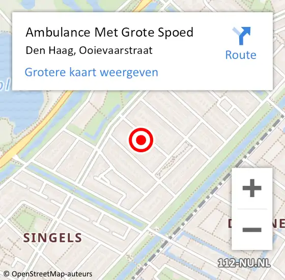 Locatie op kaart van de 112 melding: Ambulance Met Grote Spoed Naar Den Haag, Ooievaarstraat op 27 mei 2023 01:12