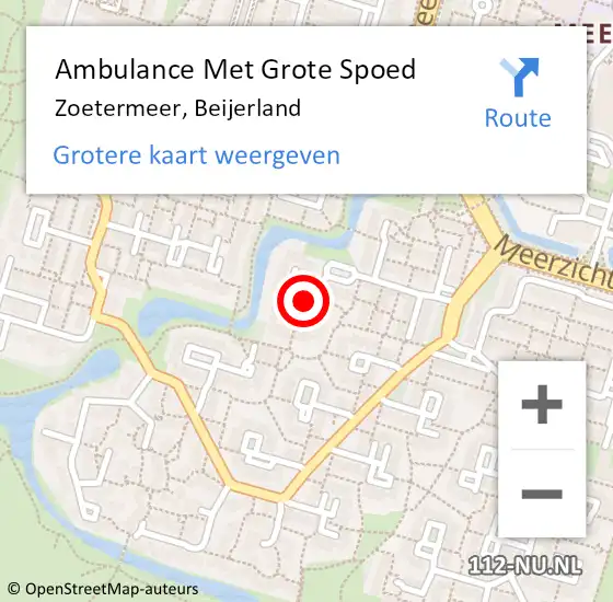 Locatie op kaart van de 112 melding: Ambulance Met Grote Spoed Naar Zoetermeer, Beijerland op 27 mei 2023 02:10