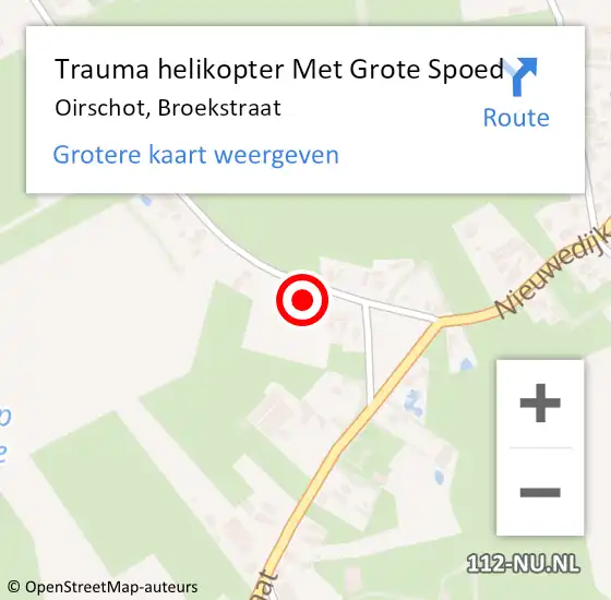 Locatie op kaart van de 112 melding: Trauma helikopter Met Grote Spoed Naar Oirschot, Broekstraat op 27 mei 2023 02:56