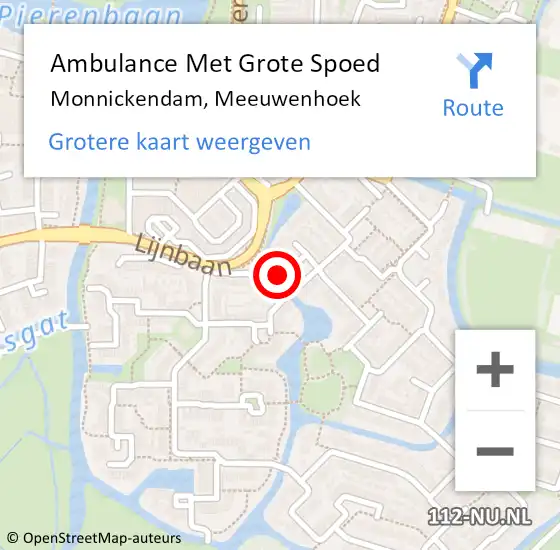 Locatie op kaart van de 112 melding: Ambulance Met Grote Spoed Naar Monnickendam, Meeuwenhoek op 27 mei 2023 03:10