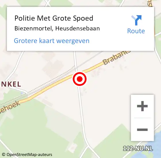 Locatie op kaart van de 112 melding: Politie Met Grote Spoed Naar Biezenmortel, Heusdensebaan op 27 mei 2023 07:04