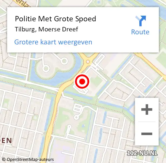 Locatie op kaart van de 112 melding: Politie Met Grote Spoed Naar Tilburg, Moerse Dreef op 27 mei 2023 07:29