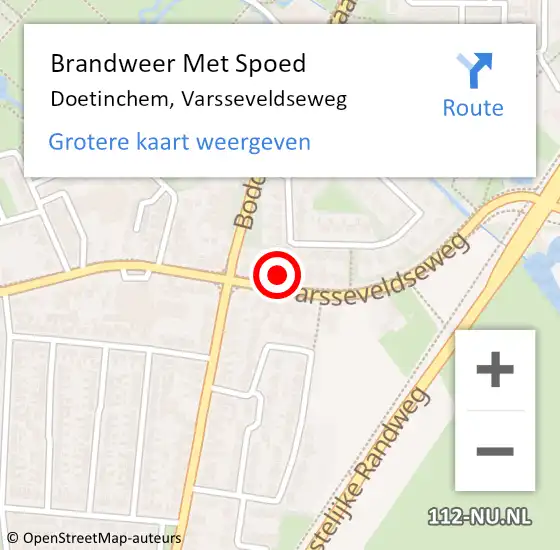 Locatie op kaart van de 112 melding: Brandweer Met Spoed Naar Doetinchem, Varsseveldseweg op 27 mei 2023 07:29