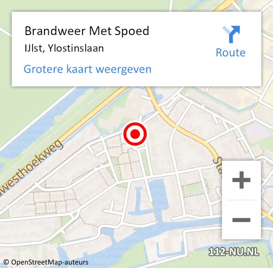 Locatie op kaart van de 112 melding: Brandweer Met Spoed Naar IJlst, Ylostinslaan op 27 mei 2023 08:03