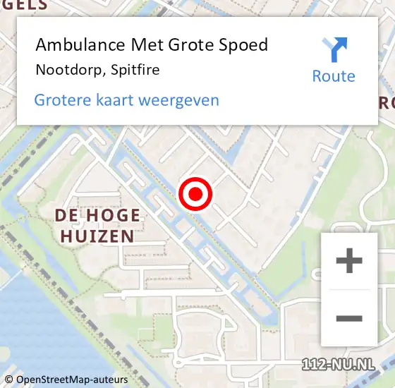 Locatie op kaart van de 112 melding: Ambulance Met Grote Spoed Naar Nootdorp, Spitfire op 27 mei 2023 08:32