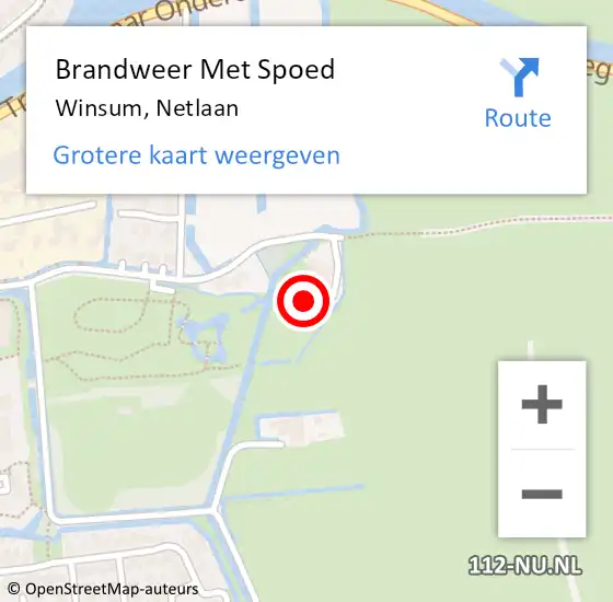 Locatie op kaart van de 112 melding: Brandweer Met Spoed Naar Winsum Gn, Netlaan op 26 augustus 2014 20:56