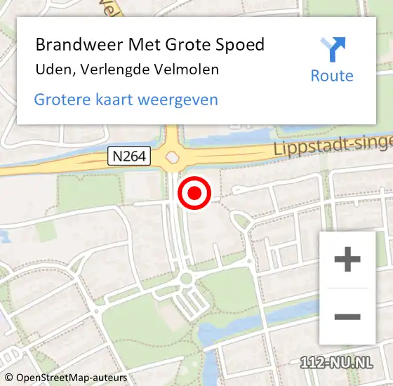 Locatie op kaart van de 112 melding: Brandweer Met Grote Spoed Naar Uden, Verlengde Velmolen op 27 mei 2023 09:52