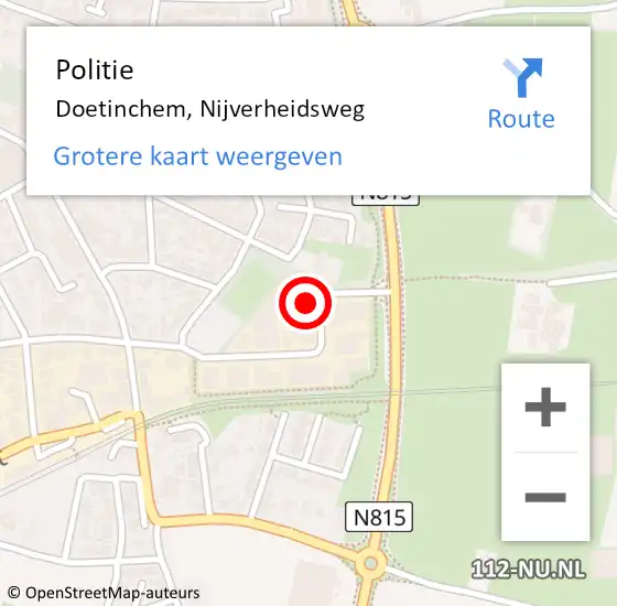 Locatie op kaart van de 112 melding: Politie Doetinchem, Nijverheidsweg op 27 mei 2023 10:02