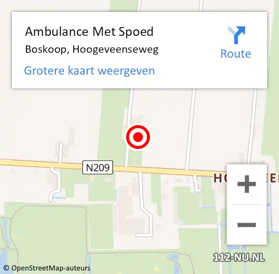 Locatie op kaart van de 112 melding: Ambulance Met Spoed Naar Boskoop, Hoogeveenseweg op 27 mei 2023 10:06