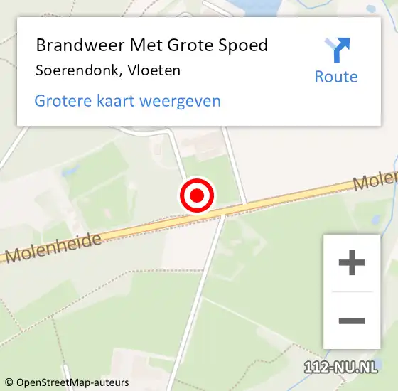 Locatie op kaart van de 112 melding: Brandweer Met Grote Spoed Naar Soerendonk, Vloeten op 27 mei 2023 10:46