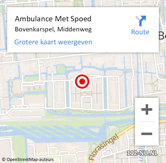 Locatie op kaart van de 112 melding: Ambulance Met Spoed Naar Bovenkarspel, Middenweg op 27 mei 2023 10:53