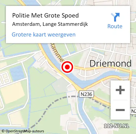 Locatie op kaart van de 112 melding: Politie Met Grote Spoed Naar Amsterdam, Lange Stammerdijk op 27 mei 2023 11:30