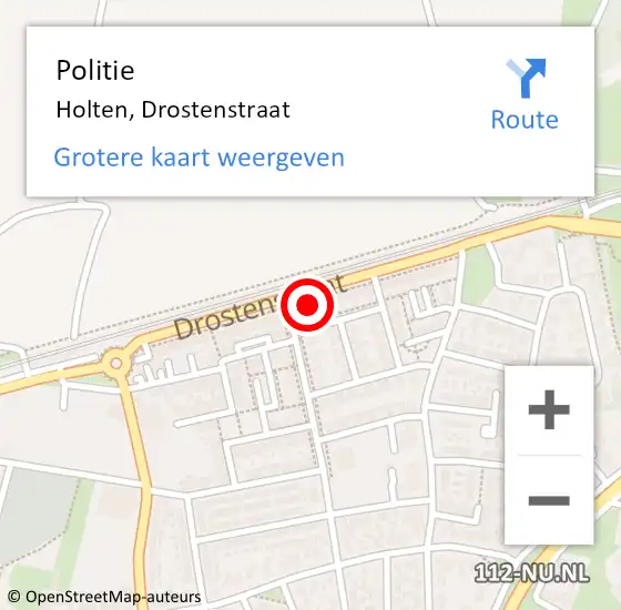 Locatie op kaart van de 112 melding: Politie Holten, Drostenstraat op 27 mei 2023 11:33