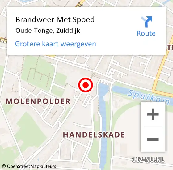 Locatie op kaart van de 112 melding: Brandweer Met Spoed Naar Oude-Tonge, Zuiddijk op 27 mei 2023 11:33