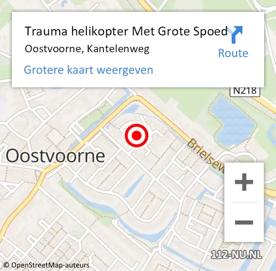 Locatie op kaart van de 112 melding: Trauma helikopter Met Grote Spoed Naar Oostvoorne, Kantelenweg op 27 mei 2023 11:38