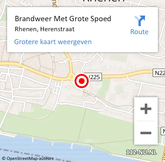 Locatie op kaart van de 112 melding: Brandweer Met Grote Spoed Naar Rhenen, Herenstraat op 27 mei 2023 11:39